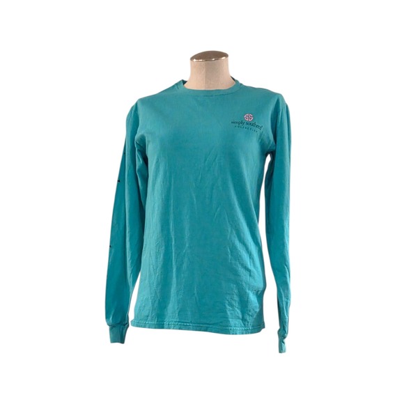 Simply Southern Tops - Simply Southern Long Sleeve Graphic Tee Teal Hang With My Dog Floral Small
